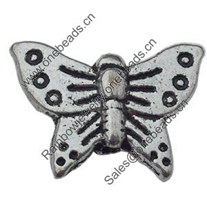 Beads Zinc Alloy Jewelry Findings Lead-free, Butterfly, 16x12mm Hole:1mm, Sold by Bag