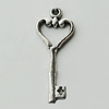 Pendant Zinc Alloy Jewelry Findings Lead-free, Key 10x26mm Hole:1mm, Sold by Bag