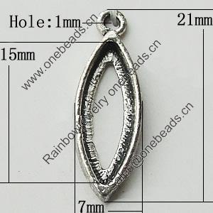 Zinc Alloy Cabochon Settings, Lead-free, O:7x21mm I:5.5x15mm Sold by Bag