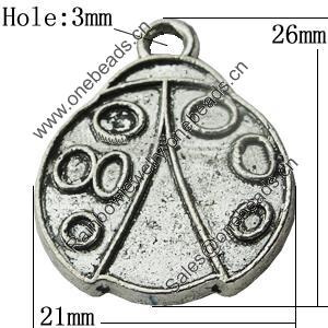 Pendant Zinc Alloy Jewelry Findings Lead-free, Aniaml 21x26mm Hole:3mm, Sold by Bag