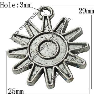 Pendant Zinc Alloy Jewelry Findings Lead-free, 25x29mm Hole:3mm, Sold by Bag