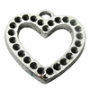 Pendant Setting Zinc Alloy Jewelry Findings Lead-free, Heart 22mm Hole:2mm, Sold by Bag