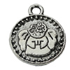 Pendant Zinc Alloy Jewelry Findings Lead-free, Flat Round 15x18mm Hole:3mm, Sold by Bag