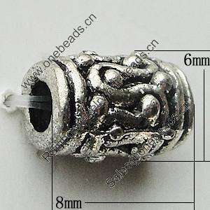 Beads Zinc Alloy Jewelry Findings Lead-free, 6x8mm Hole:2.5mm, Sold by Bag