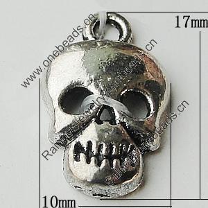 Pendant Zinc Alloy Jewelry Findings Lead-free, Skeleton 10x17mm Hole:2mm, Sold by Bag