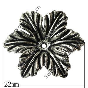 Bead Caps Zinc Alloy Jewelry Findings Lead-free, Flower 22mm Hole:1mm, Sold by Bag