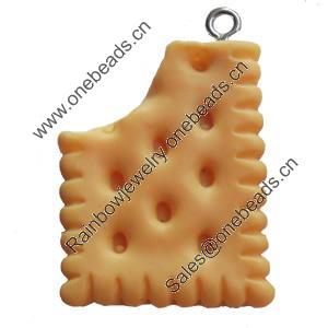 Resin Pendant, Biscuit, 21x28mm, Hole:Approx 2mm, Sold by Bag