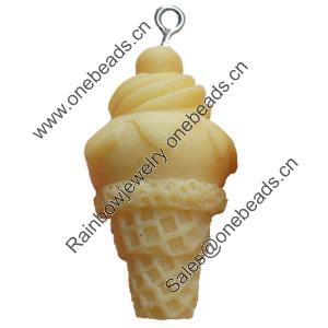 Resin Pendant, Ice-cream, 20x33mm, Hole:Approx 2mm, Sold by Bag