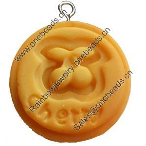 Resin Pendant, 24mm, Hole:Approx 2mm, Sold by Bag