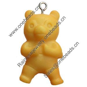 Resin Pendant, Bear, 17x31mm, Hole:Approx 2mm, Sold by Bag