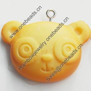 Resin Pendant, Animal Head, 34x23mm, Hole:Approx 2mm, Sold by Bag