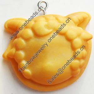 Resin Pendant, Animal Head, 31x26mm, Hole:Approx 2mm, Sold by Bag