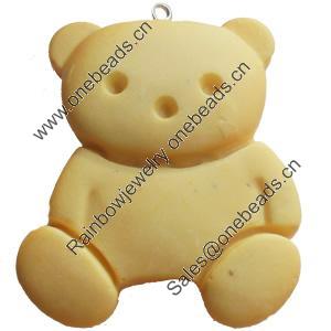 Resin Pendant, Bear, 39x46mm, Hole:Approx 2mm, Sold by Bag