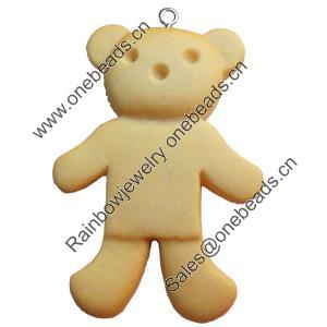 Resin Pendant, Bear, 41x57mm, Hole:Approx 2mm, Sold by Bag