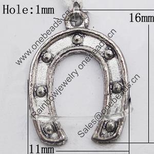 Pendant Zinc Alloy Jewelry Findings Lead-free, 11x16mm Hole:1mm, Sold by Bag 