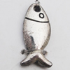 Pendant Zinc Alloy Jewelry Findings Lead-free, Fish 8x18mm Hole:1.5mm, Sold by Bag 