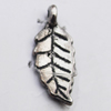 Pendant Zinc Alloy Jewelry Findings Lead-free, Leaf 8x20mm Hole:2mm, Sold by Bag 