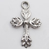 Pendant Zinc Alloy Jewelry Findings Lead-free, Cross 17x26mm Hole:3mm, Sold by Bag 