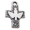 Pendant Zinc Alloy Jewelry Findings Lead-free, Cross 16x25mm Hole:3mm, Sold by Bag 