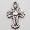 Pendant Zinc Alloy Jewelry Findings Lead-free, Cross 13x20mm Hole:1.5mm, Sold by Bag 