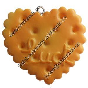 Resin Pendant, Heart, 36x33mm, Hole:Approx 2mm, Sold by Bag