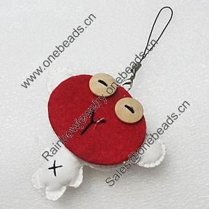 Mobile Decoration, PU Leather, Chain: about 60mm long, Pendant: about 77x73mm, Sold by PC