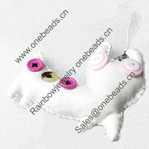 Mobile Decoration, PU Leather, Chain: about 60mm long, Pendant: about 97x80mm, Sold by PC