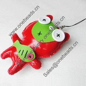 Mobile Decoration, PU Leather, Chain: about 60mm long, Pendant: about 80x112mm, Sold by PC