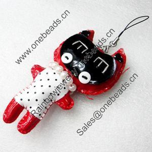 Mobile Decoration, PU Leather, Chain: about 60mm long, Pendant: about 54x100mm, Sold by PC