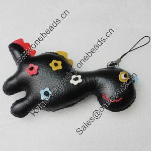 Mobile Decoration, PU Leather, Chain: about 60mm long, Pendant: about 75x115mm, Sold by PC