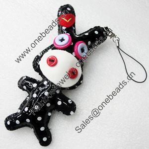 Mobile Decoration, PU Leather, Chain: about 60mm long, Pendant: about 56x120mm, Sold by PC