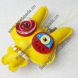 Mobile Decoration, PU Leather, Chain: about 60mm long, Pendant: about 72x92mm, Sold by PC
