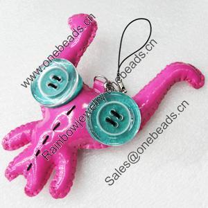 Mobile Decoration, PU Leather, Chain: about 60mm long, Pendant: about 78x105mm, Sold by PC