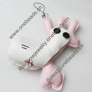 Mobile Decoration, PU Leather, Chain: about 60mm long, Pendant: about 90x105mm, Sold by PC
