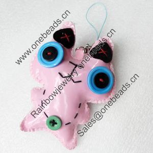Mobile Decoration, PU Leather, Chain: about 60mm long, Pendant: about 68x90mm, Sold by PC