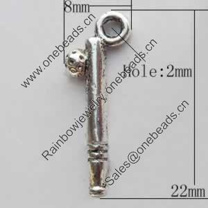 Pendant Zinc Alloy Jewelry Findings Lead-free, 8x22mm Hole:2mm, Sold by Bag