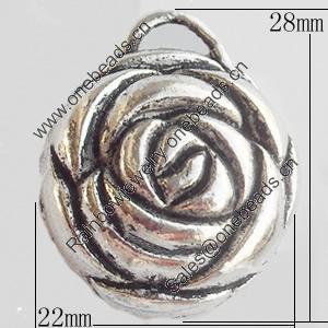 Pendant Zinc Alloy Jewelry Findings Lead-free, Flower, 22x28mm, Sold by Bag