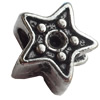 European Style Beads Zinc Alloy Jewelry Findings Lead-free, Star, 11mm Hole:5mm, Sold by Bag 