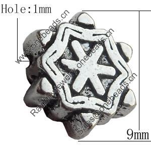 Beads Zinc Alloy Jewelry Findings Lead-free, 9mm Hole:1mm, Sold by Bag