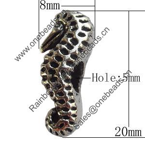 European Style Beads Zinc Alloy Jewelry Findings Lead-free, 8x20mm Hole:5mm, Sold by Bag 