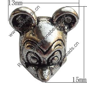 European Style Beads Zinc Alloy Jewelry Findings Lead-free, 13x15mm Hole:5mm, Sold by Bag 