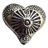 Beads Zinc Alloy Jewelry Findings Lead-free, Heart, 13x12mm Hole:1.5mm, Sold by Bag