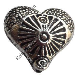 Beads Zinc Alloy Jewelry Findings Lead-free, Heart, 13x12mm Hole:1.5mm, Sold by Bag