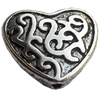 Beads Zinc Alloy Jewelry Findings Lead-free, Heart, 19x17mm Hole:2mm, Sold by Bag