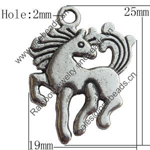 Pendant Zinc Alloy Jewelry Findings Lead-free, Horse, 19x25mm, Sold by Bag