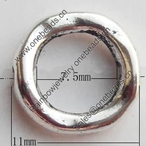 Beads Zinc Alloy Jewelry Findings Lead-free, O:11mm I:7.5mm, Hole:1mm, Sold by Bag