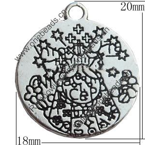 Pendant Zinc Alloy Jewelry Findings Lead-free, 18x20mm, Sold by Bag