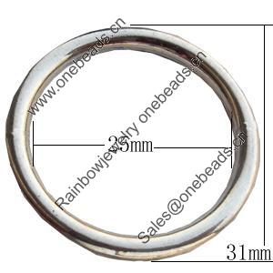 Donut Zinc Alloy Jewelry Findings Lead-free, O:31mm I:25mm, Sold by Bag