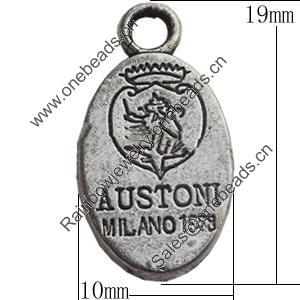 Pendant Zinc Alloy Jewelry Findings Lead-free, 10x19mm, Sold by Bag