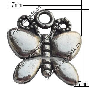 Pendant Zinc Alloy Jewelry Findings Lead-free, Butterfly, 17mm, Sold by Bag